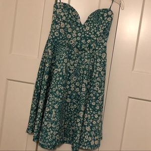Strapless floral mini dress